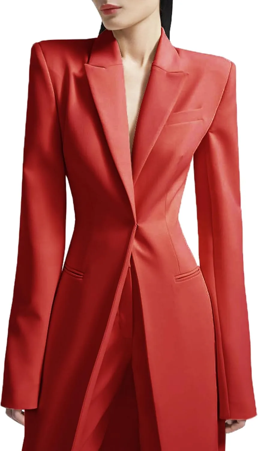 TIANMEI Womens Suit Slim Fit Tuxedo for Women Casual 2 Pieces Blazer Dress Set Long Ladies Formal Wedding Party Jacket Pants