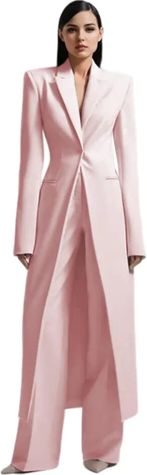 TIANMEI Womens Suit Slim Fit Tuxedo for Women Casual 2 Pieces Blazer Dress Set Long Ladies Formal Wedding Party Jacket Pants