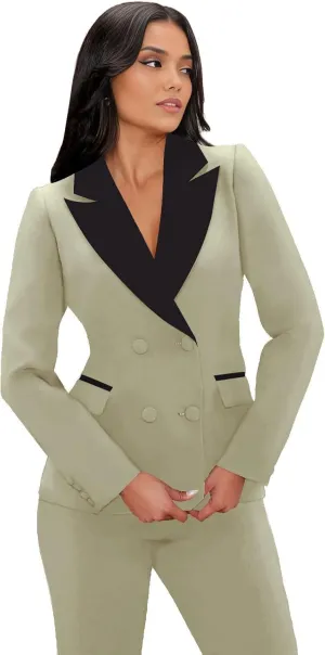 TIANMEI Womens Suits 2 Piece Tuxedo for Women Double Breasted Prom Suit Lady Slim Fit Womens Tuxedo Casual Blazer Pants Set