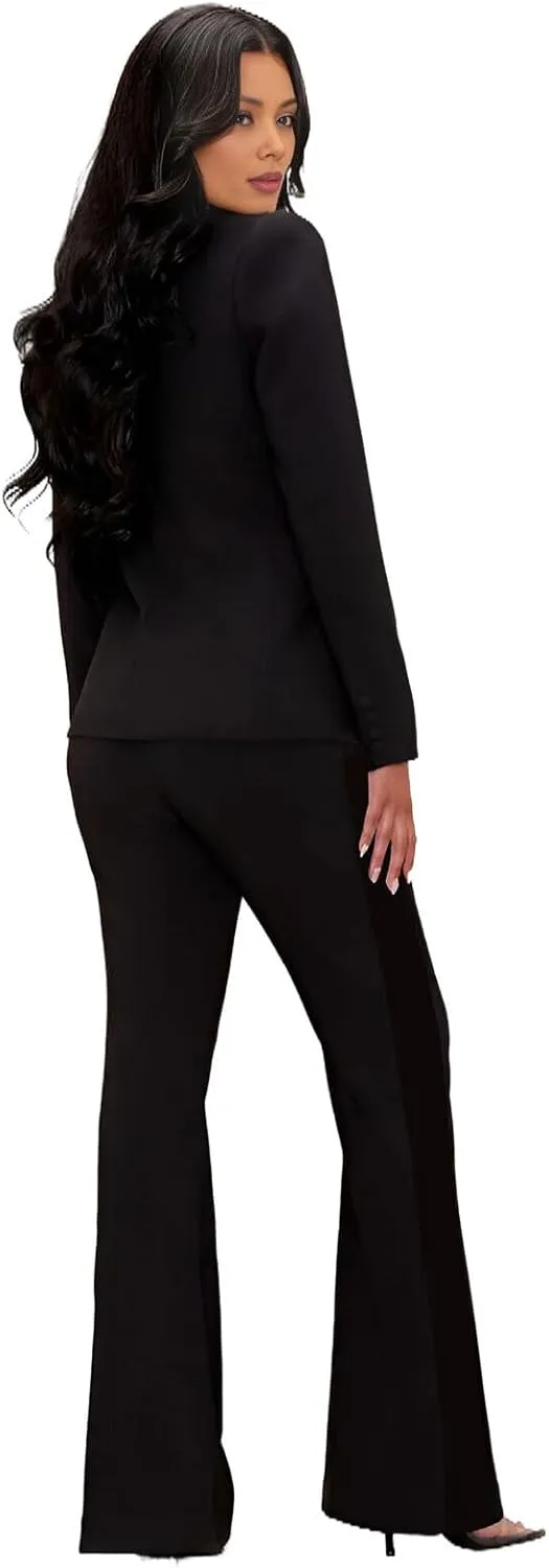 TIANMEI Womens Suits 2 Piece Tuxedo for Women Double Breasted Prom Suit Lady Slim Fit Womens Tuxedo Casual Blazer Pants Set