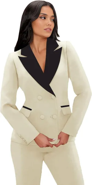TIANMEI Womens Suits 2 Piece Tuxedo for Women Double Breasted Prom Suit Lady Slim Fit Womens Tuxedo Casual Blazer Pants Set