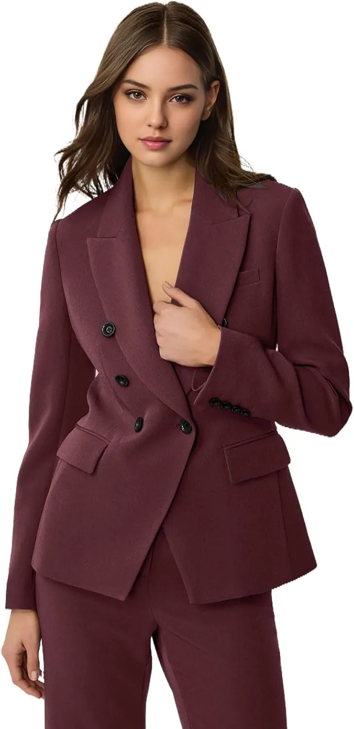TIANMEI Womens Tuxedos 2 Piece Business Casual Suits for Women Double Breasted Pant Suits for Women Luxury Dressy Outfits