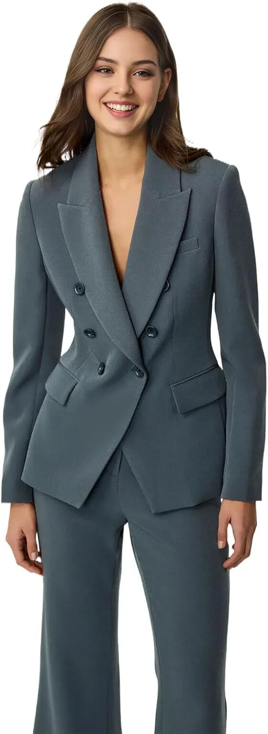TIANMEI Womens Tuxedos 2 Piece Business Casual Suits for Women Double Breasted Pant Suits for Women Luxury Dressy Outfits
