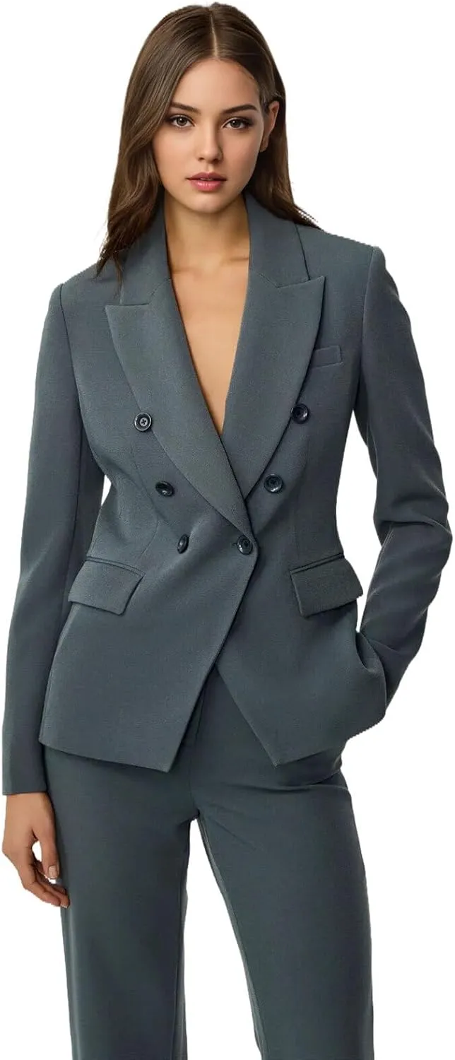 TIANMEI Womens Tuxedos 2 Piece Business Casual Suits for Women Double Breasted Pant Suits for Women Luxury Dressy Outfits