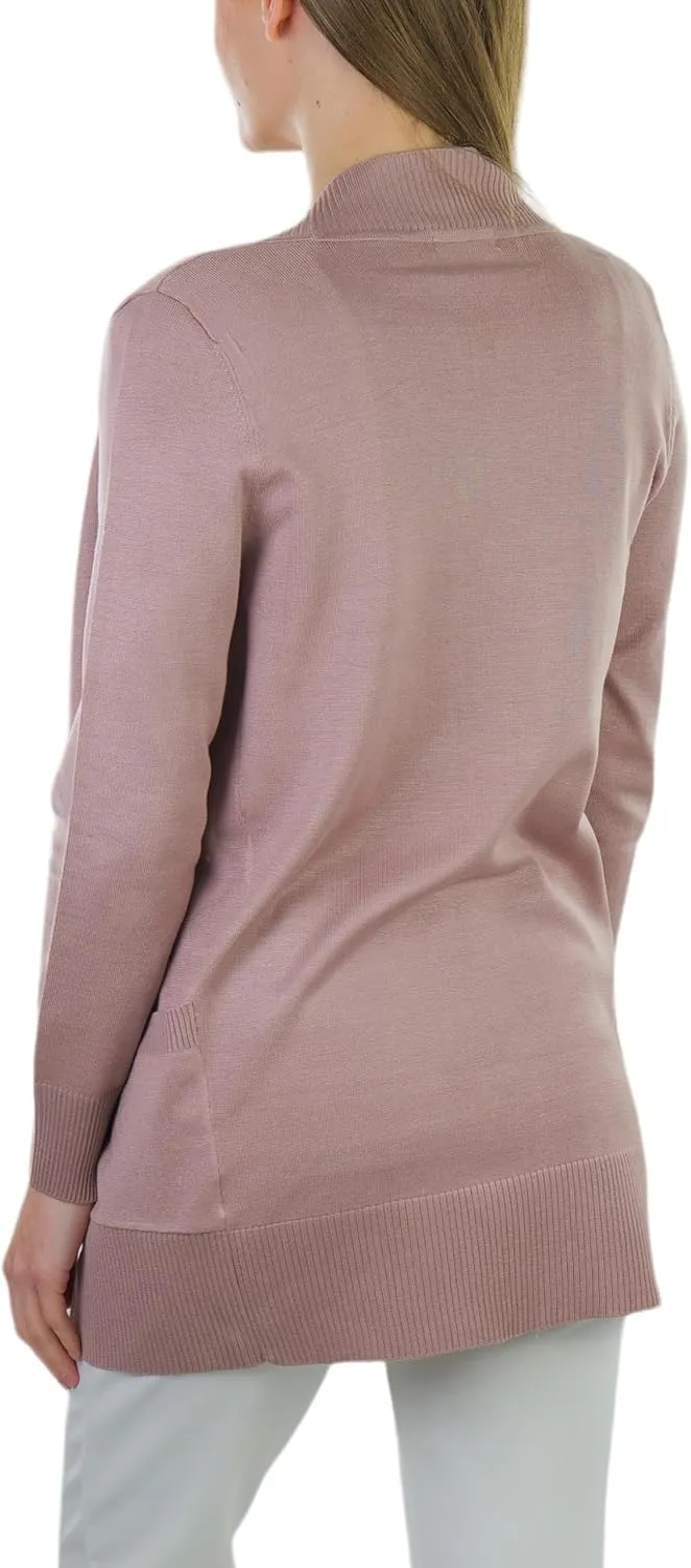 ToBeInStyle Women's Long Sleeve Rib Banded Open Sweater Cardigan