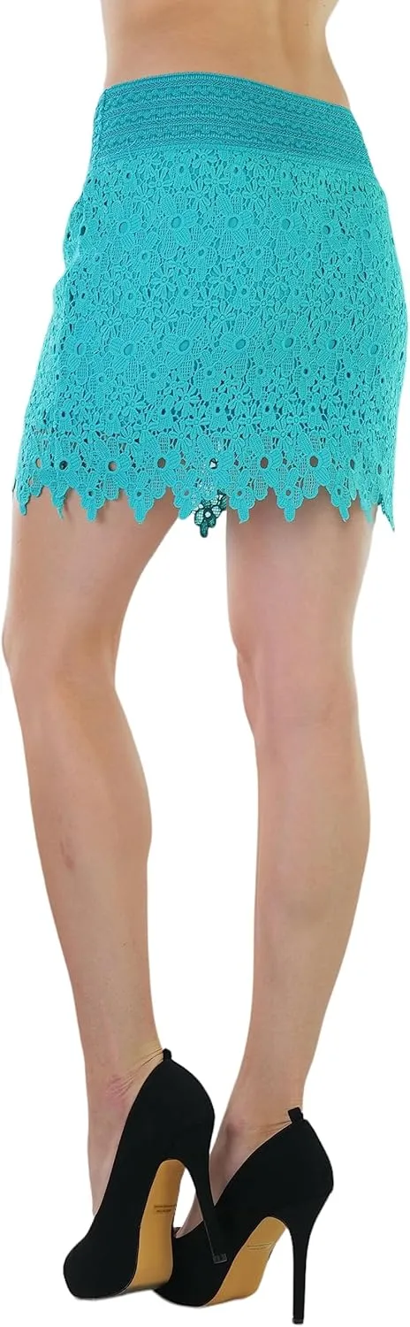 ToBeInStyle Womens Spring and Summer Above Knee Length Lace Lined Knit Skirts