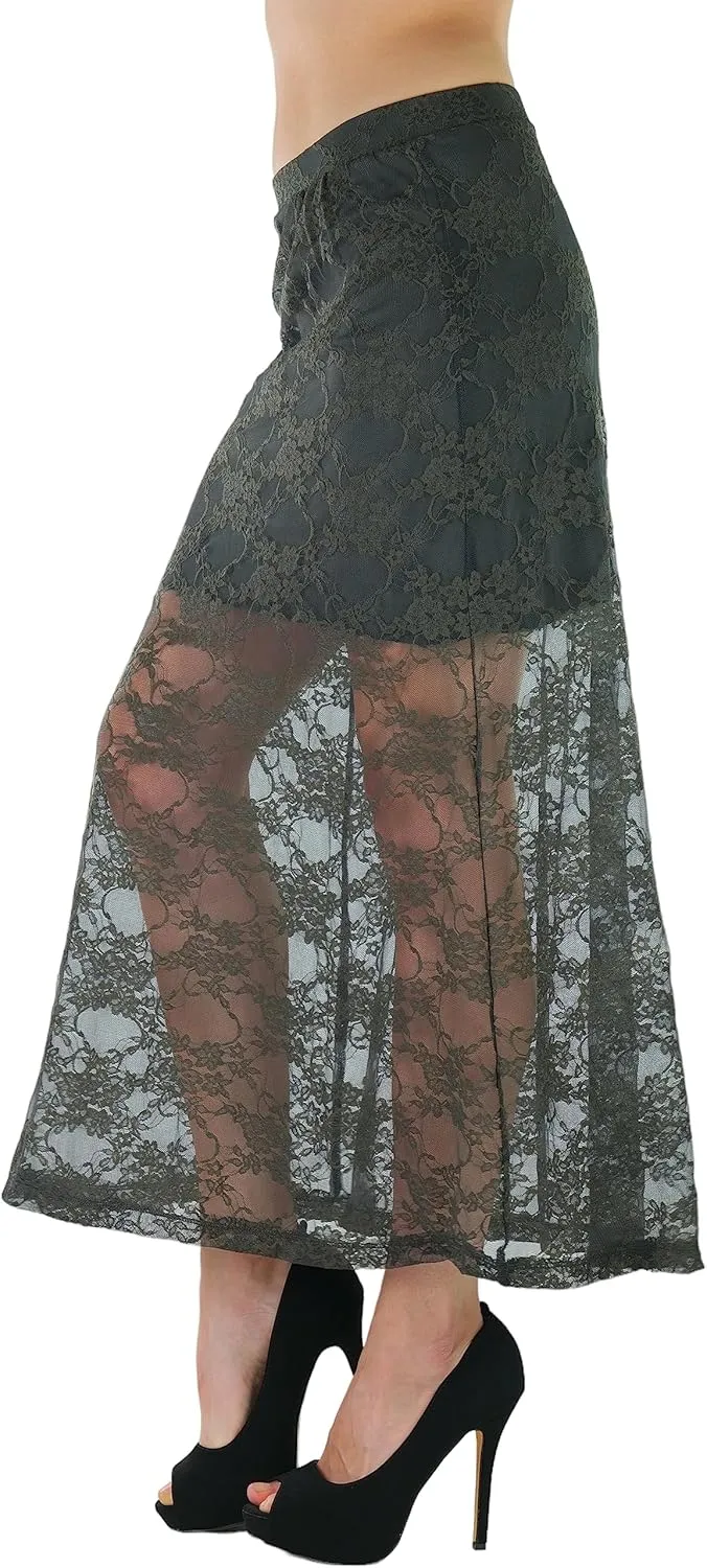 ToBeInStyle Womens Spring and Summer Above Knee Length Lace Lined Knit Skirts