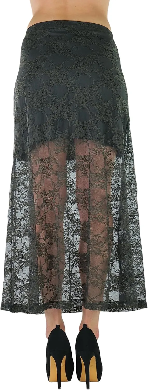 ToBeInStyle Womens Spring and Summer Above Knee Length Lace Lined Knit Skirts