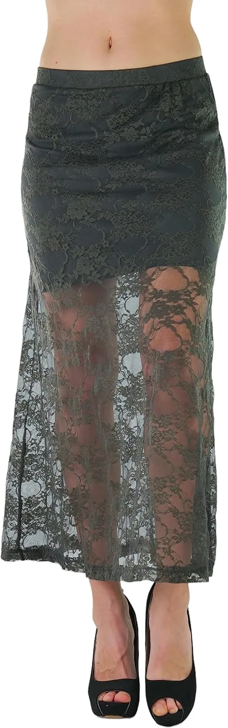 ToBeInStyle Womens Spring and Summer Above Knee Length Lace Lined Knit Skirts