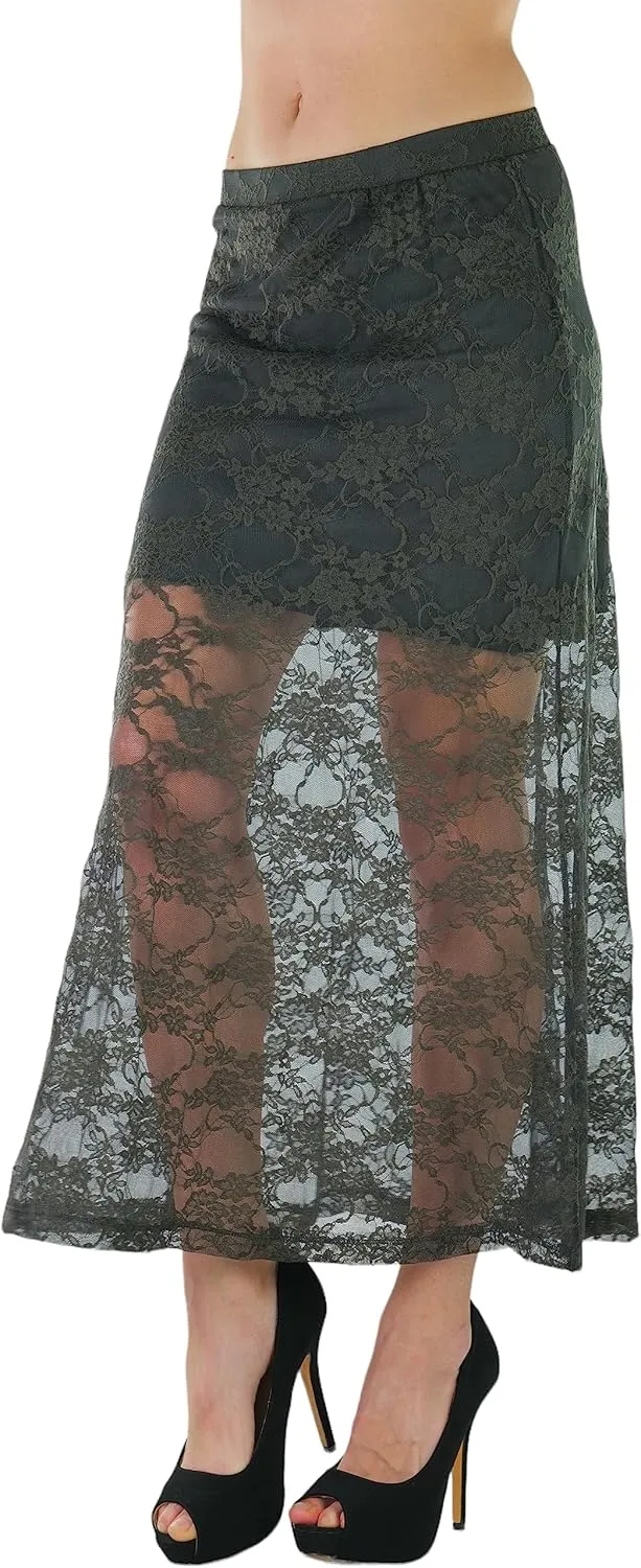 ToBeInStyle Womens Spring and Summer Above Knee Length Lace Lined Knit Skirts