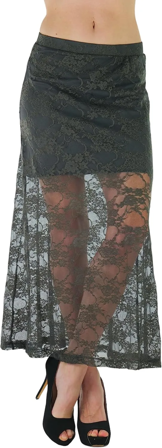 ToBeInStyle Womens Spring and Summer Above Knee Length Lace Lined Knit Skirts