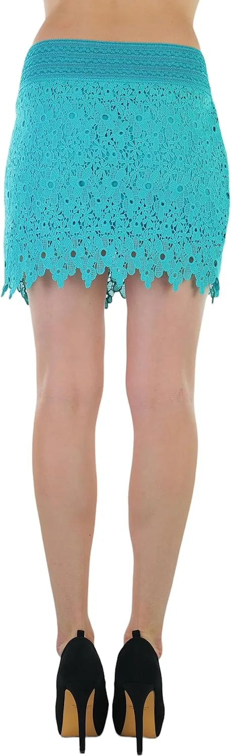 ToBeInStyle Womens Spring and Summer Above Knee Length Lace Lined Knit Skirts