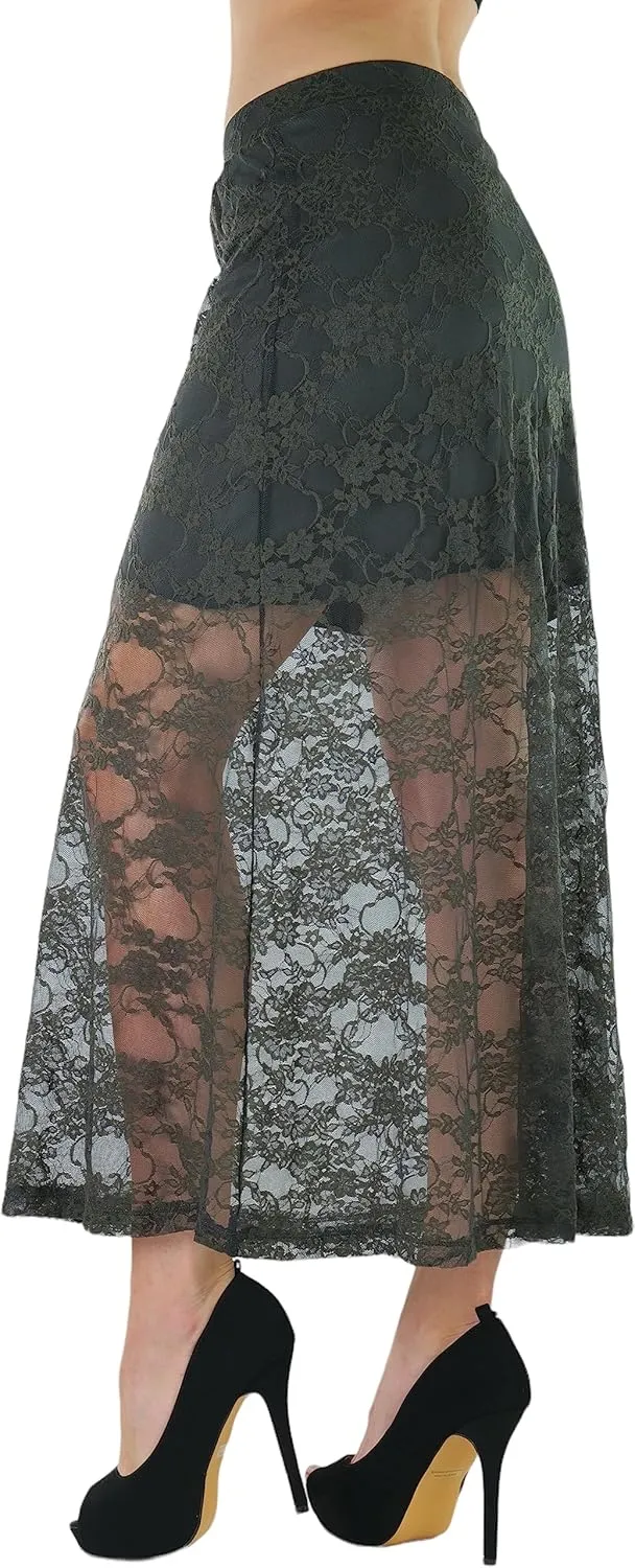 ToBeInStyle Womens Spring and Summer Above Knee Length Lace Lined Knit Skirts