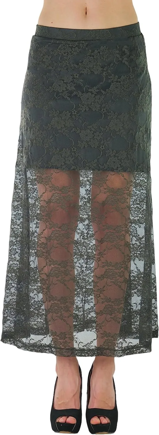 ToBeInStyle Womens Spring and Summer Above Knee Length Lace Lined Knit Skirts