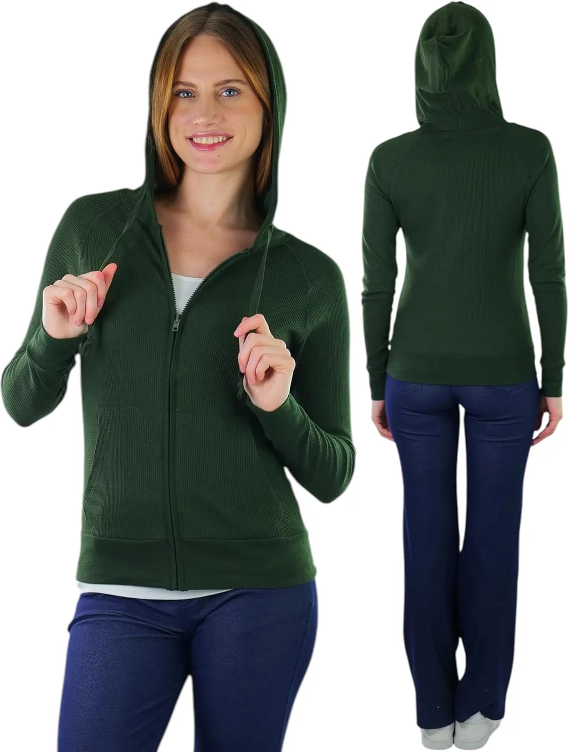 ToBeInStyle Womens Velour Terry Active Cropped Zip-Up Jacket with Hood