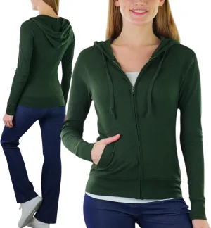 ToBeInStyle Womens Velour Terry Active Cropped Zip-Up Jacket with Hood