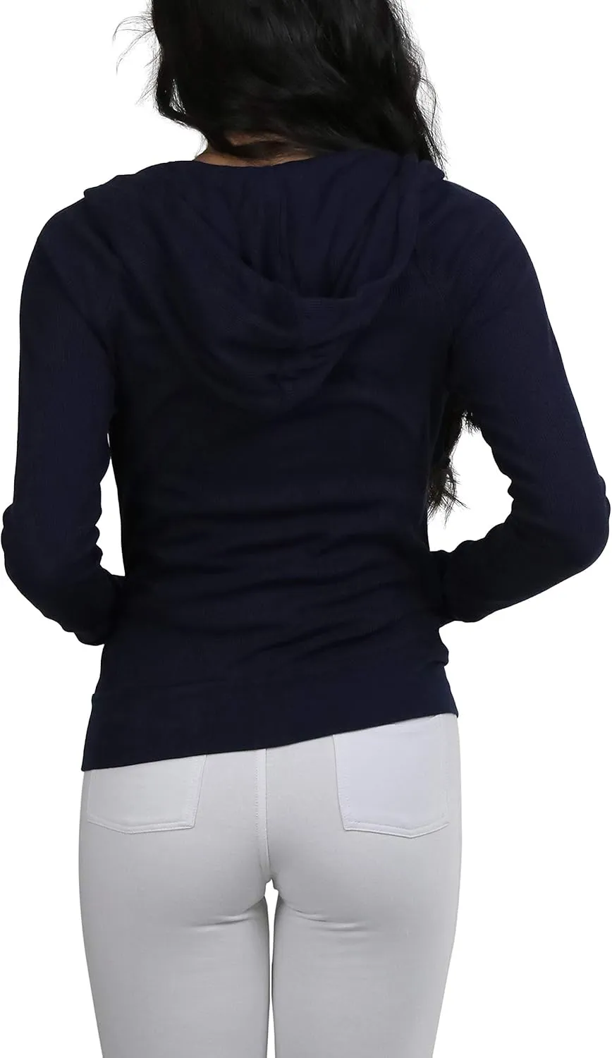 ToBeInStyle Womens Velour Terry Active Cropped Zip-Up Jacket with Hood