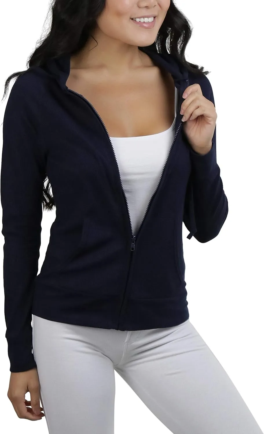 ToBeInStyle Womens Velour Terry Active Cropped Zip-Up Jacket with Hood