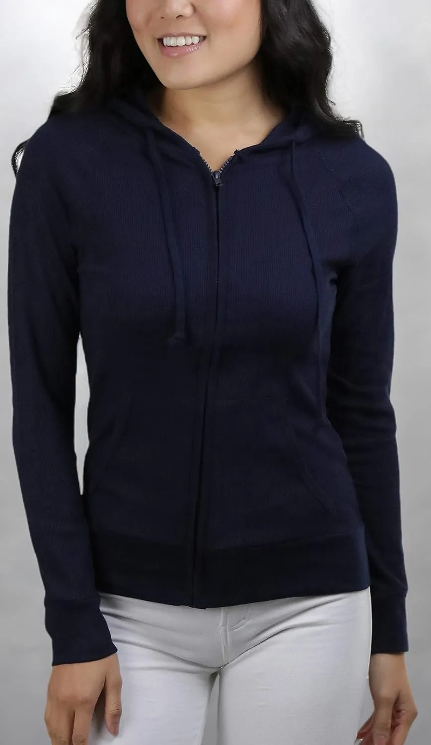 ToBeInStyle Womens Velour Terry Active Cropped Zip-Up Jacket with Hood