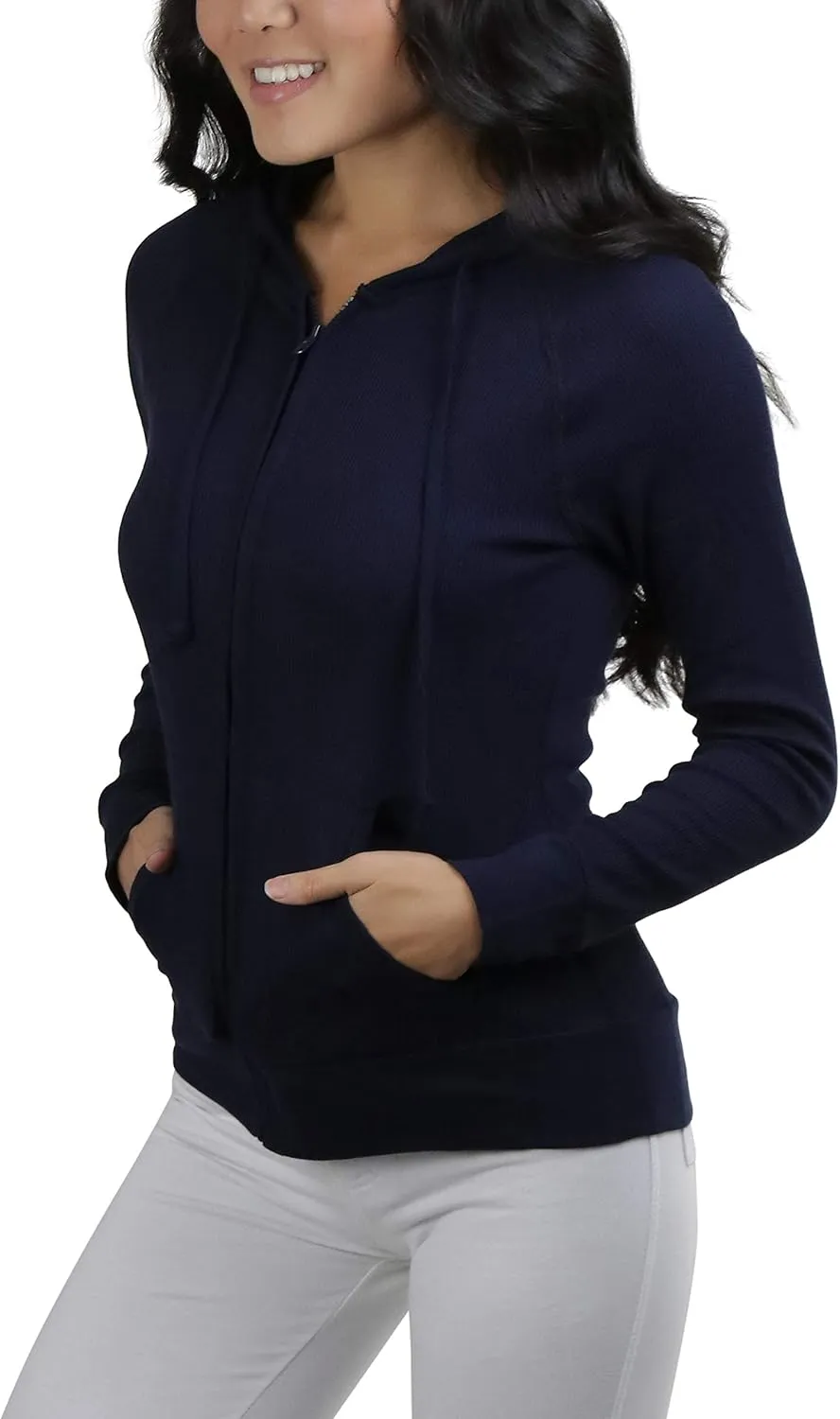 ToBeInStyle Womens Velour Terry Active Cropped Zip-Up Jacket with Hood