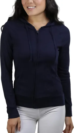 ToBeInStyle Womens Velour Terry Active Cropped Zip-Up Jacket with Hood
