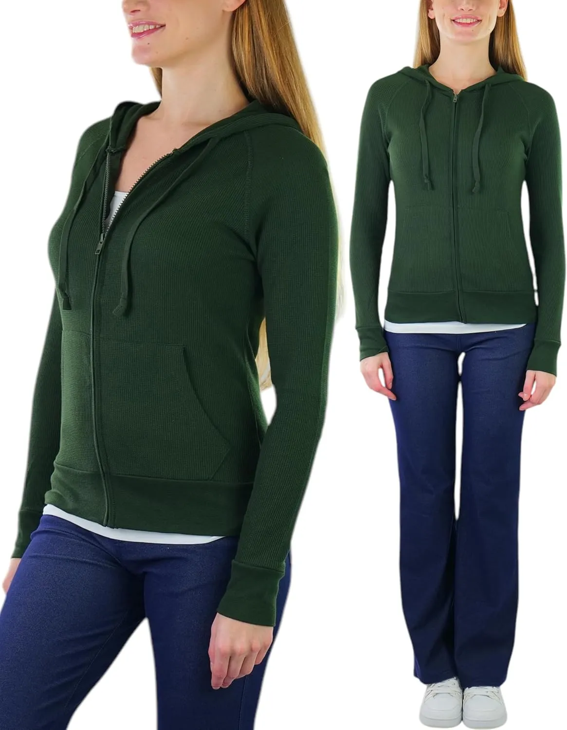 ToBeInStyle Womens Velour Terry Active Cropped Zip-Up Jacket with Hood