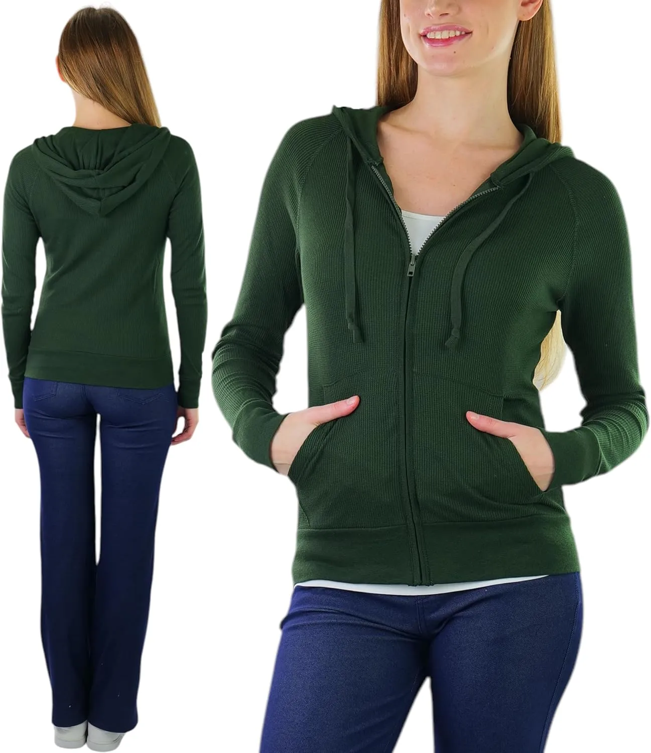 ToBeInStyle Womens Velour Terry Active Cropped Zip-Up Jacket with Hood