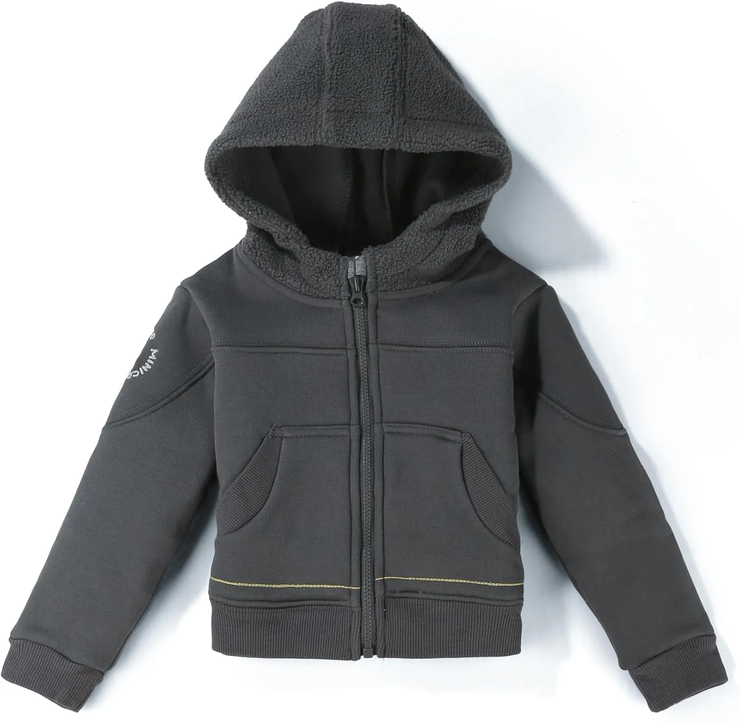 Toddler Boys Girls Fleece Zip-Up Hoodie Solid Color Hooded Jacket for little Kids