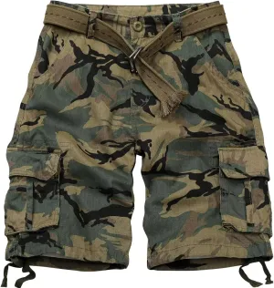 TRGPSG Men's Camo Multi-Pocket Relaxed Fit Casual Shorts,Outdoor Camouflage Twill Cargo Shorts 11" Inseam(No Belt)