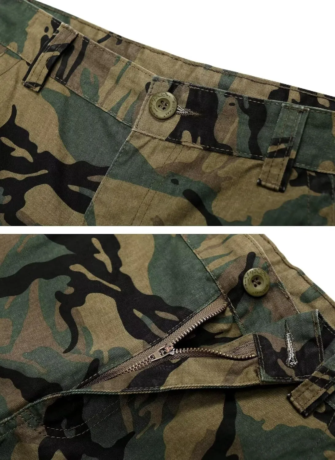 TRGPSG Men's Camo Multi-Pocket Relaxed Fit Casual Shorts,Outdoor Camouflage Twill Cargo Shorts 11" Inseam(No Belt)