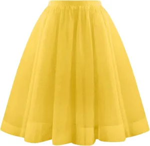 Tulle Skirts for Women Pleated Layered Tutu Skirt Ladies Midi Length High Waist Mesh Flowy A-Line Party Tutu Skirts