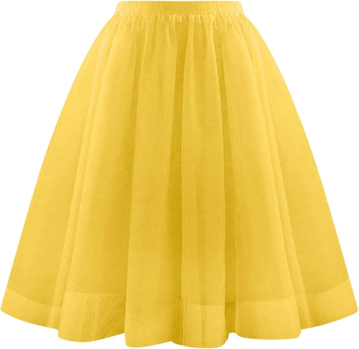 Tulle Skirts for Women Pleated Layered Tutu Skirt Ladies Midi Length High Waist Mesh Flowy A-Line Party Tutu Skirts