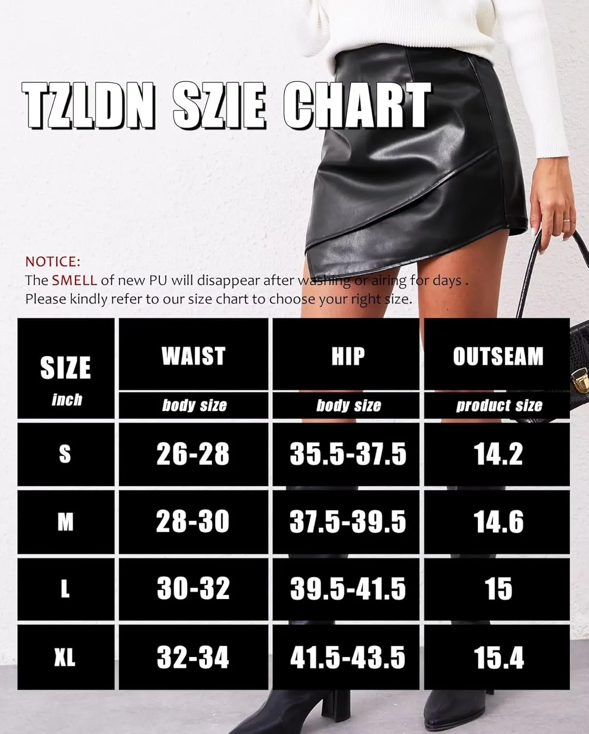 TZLDN Women's Faxu Leather Skorts High Waisted Wrap Pleather Shorts A-line Asymmetrical Split Hem PU Dressy Mini Skirt