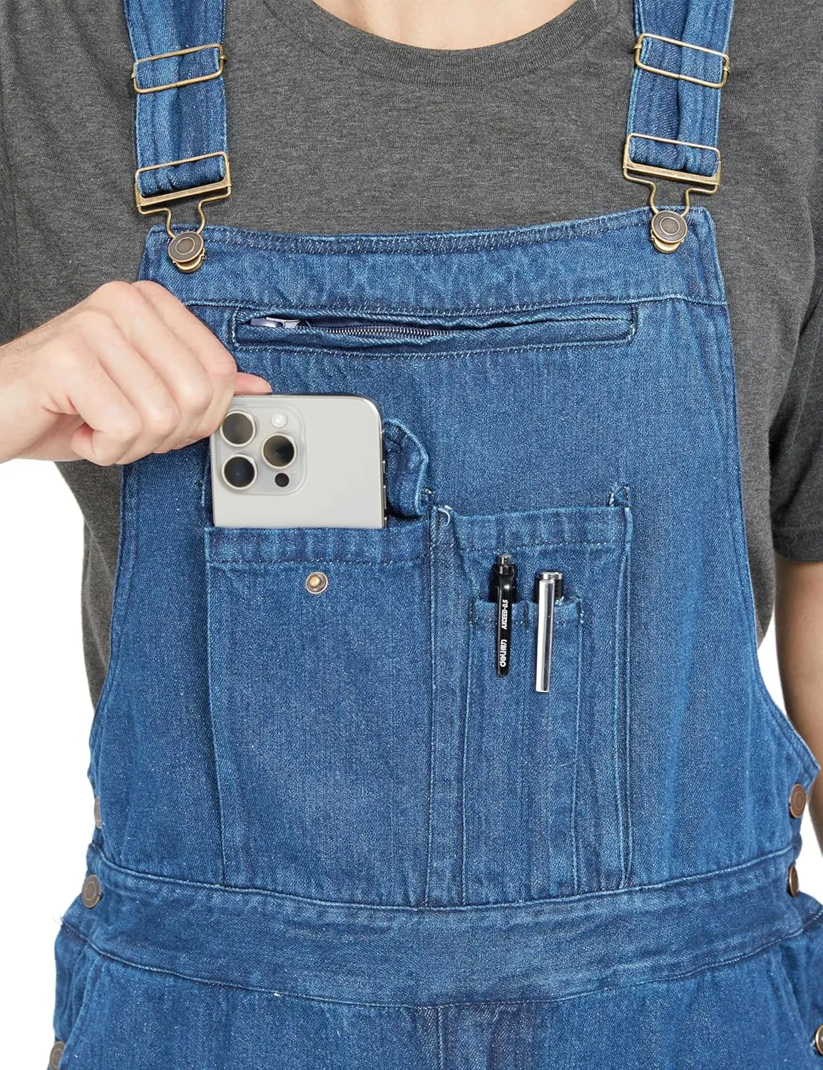 Ubon Denim Bib Overalls for Men Relaxed Fit Work Jeans Workwear