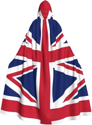 Uk Flag Print Hooded Cloak Wizard Cape Halloween Witch Costume For Men Women Cosplay Party Capes