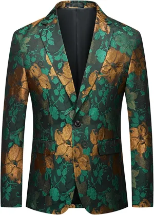 UNINUKOO Mens Floral Blazer Jacket Slim Fit Paisley Tuxedo Suit Party Dress Wedding Sport Coat for Men