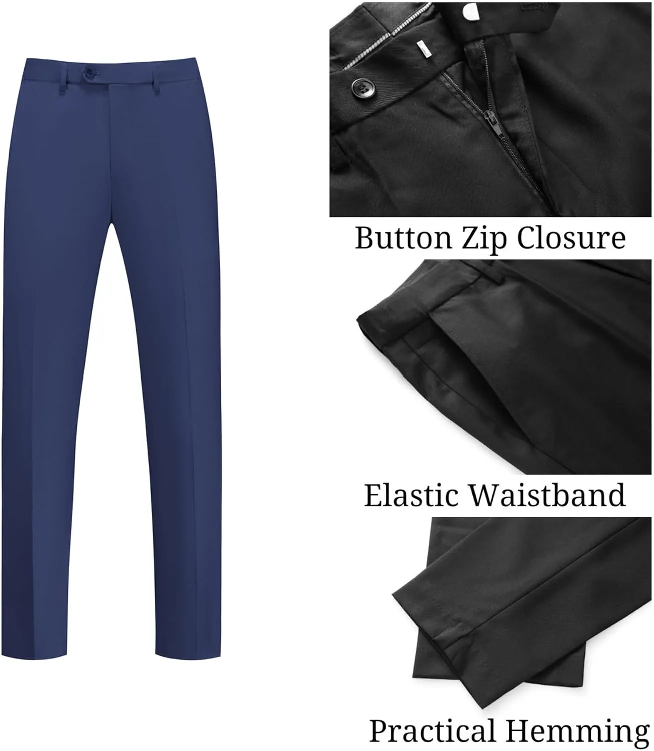 UNINUKOO Mens Tuxedo Suit Set 3 Piece Slim Fit One Button Formal Wedding Party Prom Suits for Men
