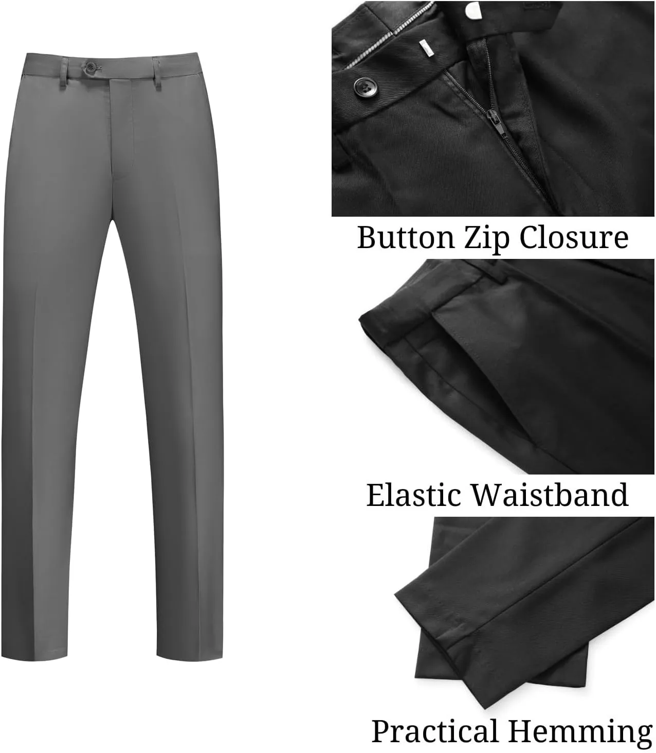 UNINUKOO Mens Tuxedo Suit Set 3 Piece Slim Fit One Button Formal Wedding Party Prom Suits for Men