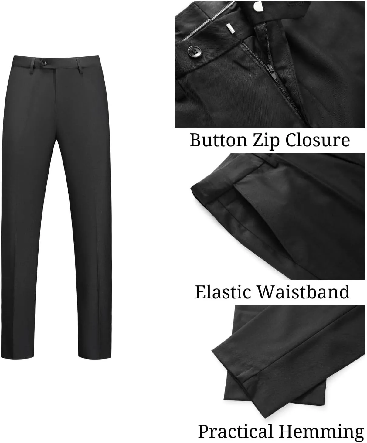 UNINUKOO Mens Tuxedo Suit Set 3 Piece Slim Fit One Button Formal Wedding Party Prom Suits for Men