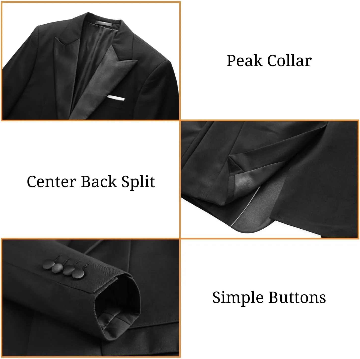 UNINUKOO Mens Tuxedo Suit Set 3 Piece Slim Fit One Button Formal Wedding Party Prom Suits for Men