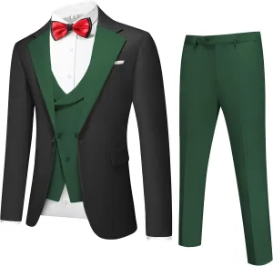 UNINUKOO Mens Tuxedo Suit Set 3 Piece Slim Fit One Button Formal Wedding Party Prom Suits for Men