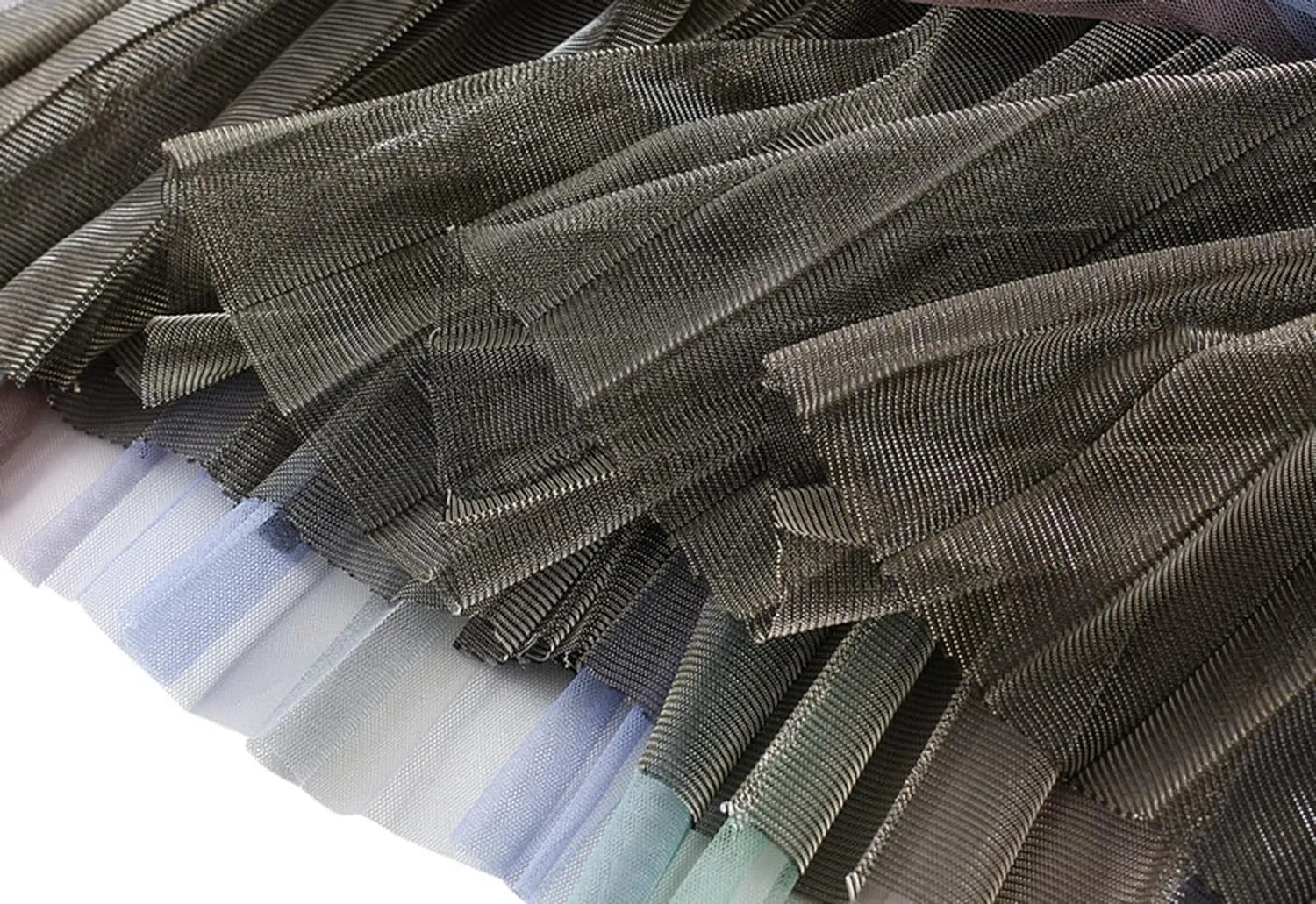 Unique Tulle Skirt Elegant Gradient Pleated Mesh Midi Skirts Elastic High Waist Swing Chiffon Skirts for Women and Girls