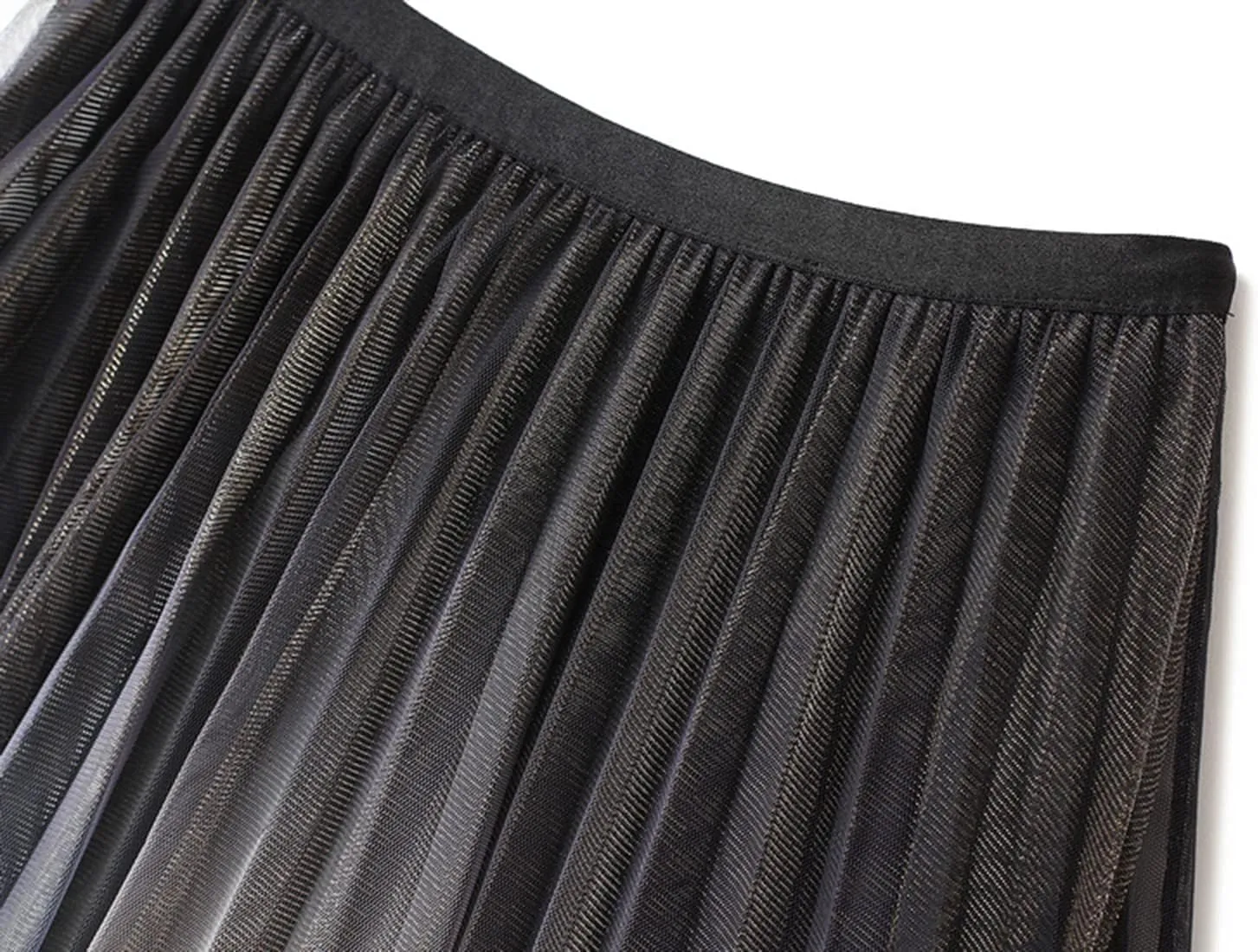 Unique Tulle Skirt Elegant Gradient Pleated Mesh Midi Skirts Elastic High Waist Swing Chiffon Skirts for Women and Girls