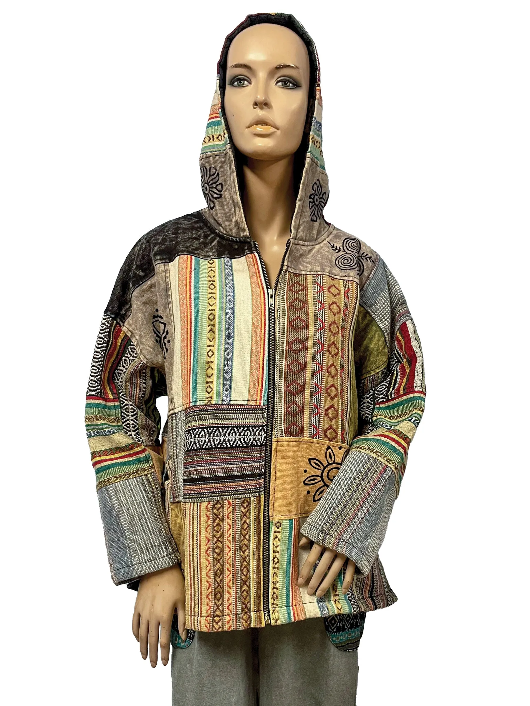 Unisex Multi Patch Block Print Gheri Jacket