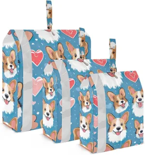 Valentine's Day Cute Dogs Packing Cubes Lightweight Luggage Organizer with Handle Travel Organizer Bags for Travel Clothes Suitcase