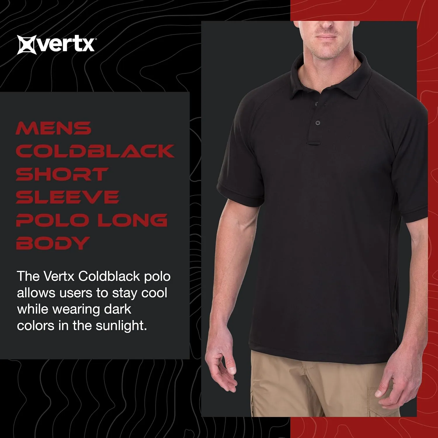 Vertx Mens Tactical Polo Shirt, Short Sleeve T-Shirt, Breathable, Moisture-Wicking, Outdoor Performance Tactical, Relaxed Fit