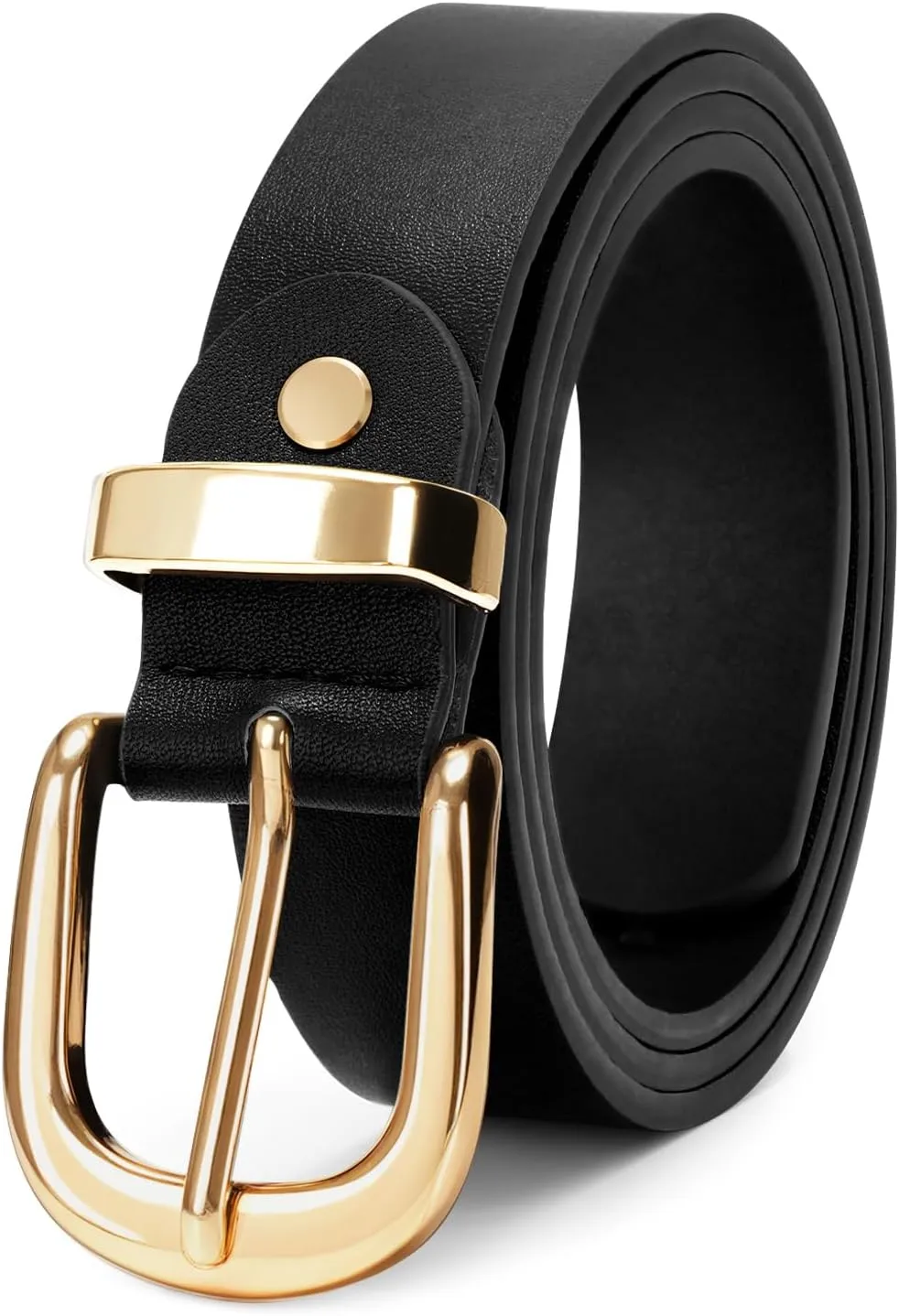 VONMELLI Women's Belt for Jean, Leather Belt for Women Dress Pant with Fashion Gold Buckle