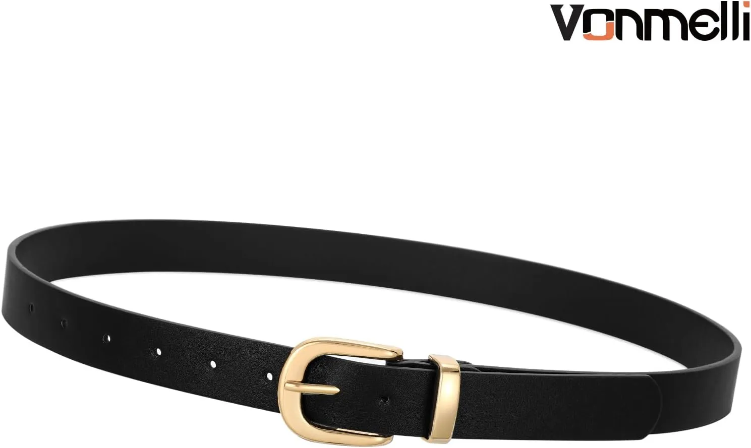 VONMELLI Women's Belt for Jean, Leather Belt for Women Dress Pant with Fashion Gold Buckle
