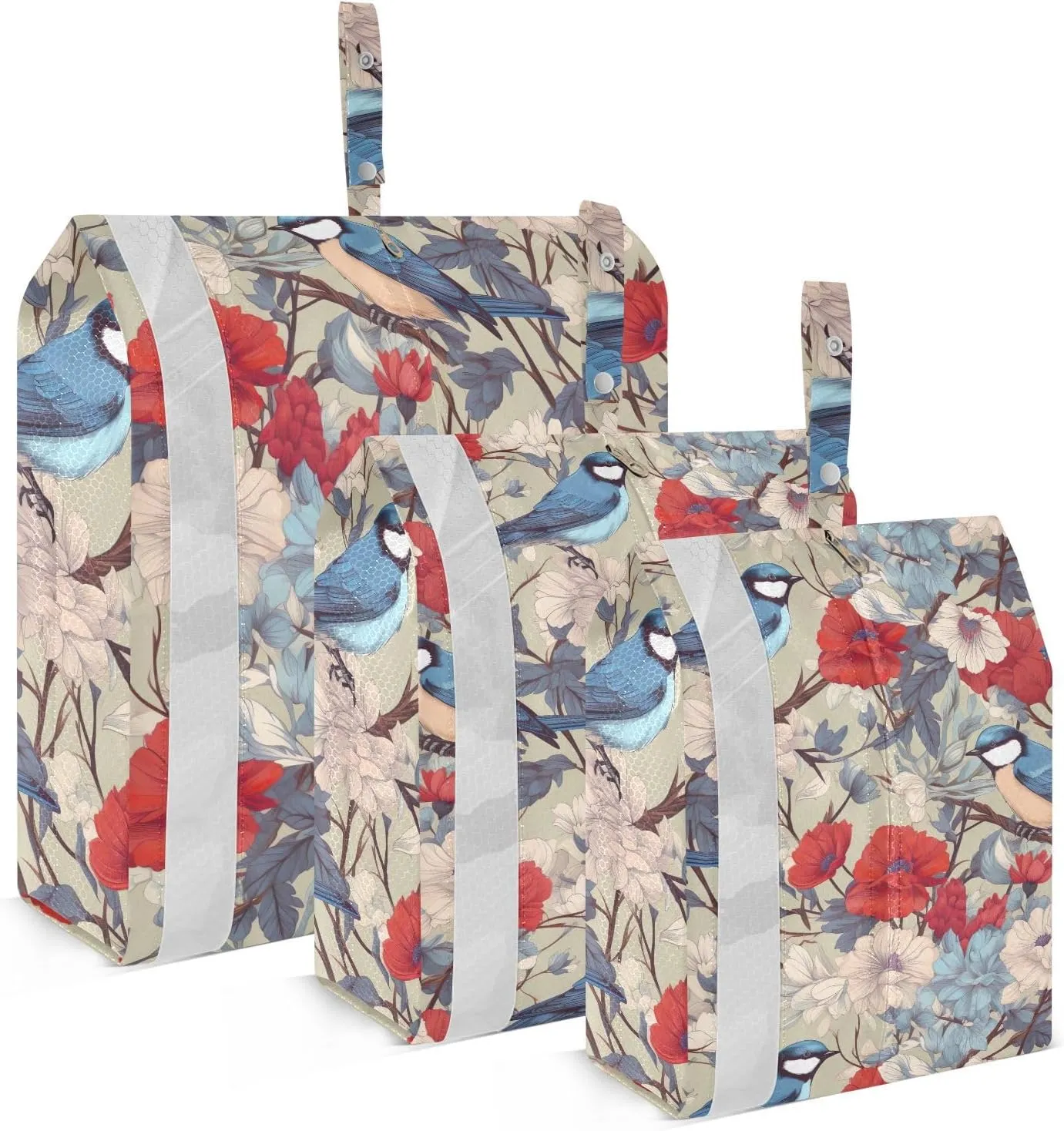 Watercolor Birds Flowers Roses Packing Cubes Lightweight Luggage Organizer with Handle Travel Organizer Bags for Carry-On Suitcase