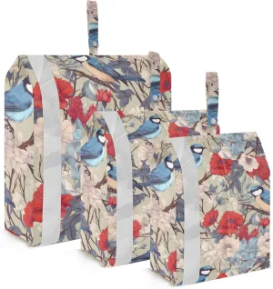 Watercolor Birds Flowers Roses Packing Cubes Lightweight Luggage Organizer with Handle Travel Organizer Bags for Carry-On Suitcase